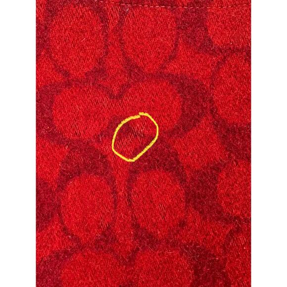 Authentic Coach Red Wool Monogram Demi Bag - Picture 7 of 10